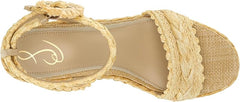 Sam Edelman Iliana Summer Sand Raffia Ankle Strap Open Toe Block Heeled Sandals