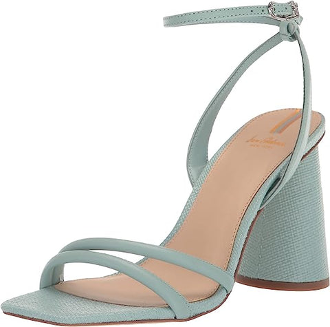 Sam Edelman Kia Tide Blue Squared Open Toe Ankle Strap Block Heeled Sandals