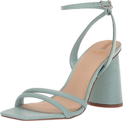 Sam Edelman Kia Tide Blue Squared Open Toe Ankle Strap Block Heeled Sandals