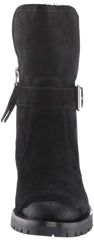 Sam Edelman Jeanie Black Suede Multi Color Fur Lined Moto Combat Chelsea Boots