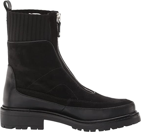 Sam Edelman Leone Black Chunky Block Heel Closed Toe Zipper Combat Ankle Boots