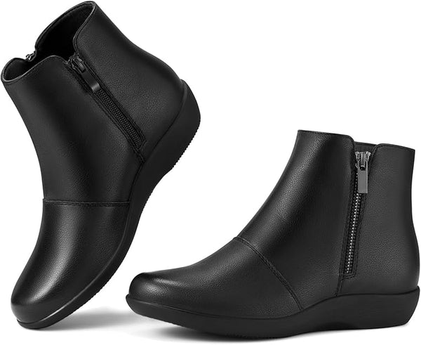 Rollda Ankle Boots Low Heel Zipper Chelsea Boots Comfortable Casual Short Boots 8