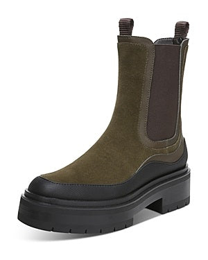Sam Edelman Lulia Alpine Green Chunky Heel Closed Toe Pull On Ankle Combat Boots