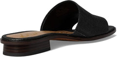 Sam Edelman Sabrina Black Raffia Leather Squared Open Toe Slip On Mules Sandals