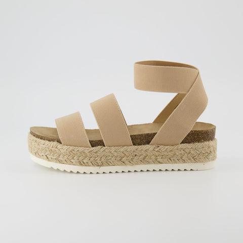 CUSHIONAIRE Mandy Wedge Sandals for Women Strappy Platform Sandals with Arch Support, Cute Summer Espadrille-Style Platform Dressy Slip-On