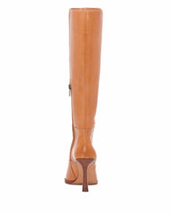 Vince Camuto Perintie Light Cognac Leather Pointed Toe Knee High Heel Dress Boot