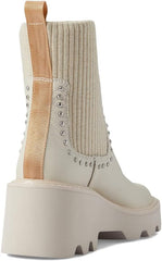 Dolce Vita Hoven Stud H2O Ivory Leather Pull On Round Toe Chunky Platform Boots