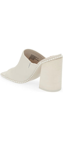 Steve Madden Decoded Bone White Pearl Open Toe Block Heeled Mule Slip On Sandal