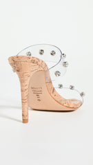 Schutz Cork Transparent Clear Strap Slip On Open Toe Heel Mule Sandals