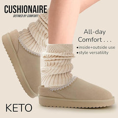 Cushionaire Keto Biscuit Fashion Slip On Comfortable Platform Slippers 7.5