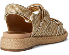 Sam Edelman Arlo Linen Open Toe Velcro Straps Raffia Sport Heeled Light Sandals