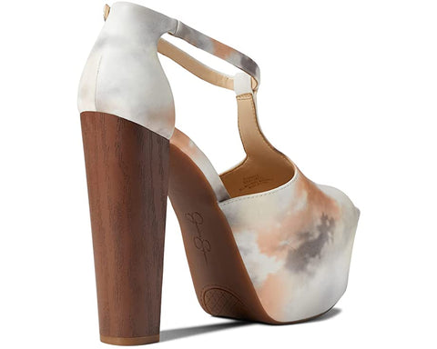 Jessica Simpson Dany Neutral T-Strap 5.5" High Heeled Open Pump Platform Sandal