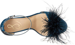 Sam Edelman Yaro Wild Indigo Feather Ankle Strap Open Toe Block Heeled Sandals