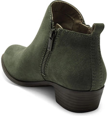 Lucky Brand Basel Almond Toe Ankle Booties Olive Night Green Low Cut Booties