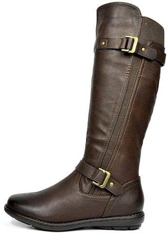DREAM PAIRS Trace Brown Wide Calf Knee High Boots Fashion Winter Boots 7