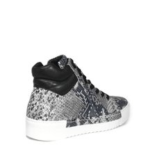 Cecelia New York Silow Leather Platform High Top Sneaker Black/White Snake