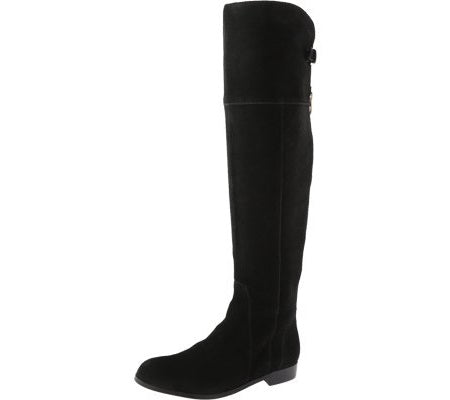Charles David Reed Black Suede Over The Knee Thigh High Gold Zipper Suede Boot