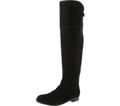 Charles David Reed Black Suede Over The Knee Thigh High Gold Zipper Suede Boot