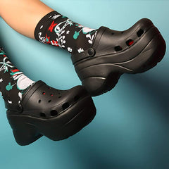 Cape Robbin Gardener Black Platform Wedge Heeled Slip On Mules Clogs Slippers