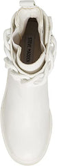 Steve Madden Amulet Embellished Lug Sole Combat Ankle Booties White Chain