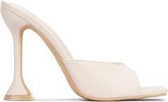Cape Robbin Lithe Off White Sexy High Spool Heel Open Squared Toe Slip On Pumps