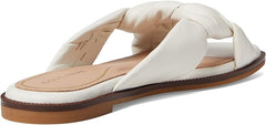 Cole Haan Anica Ivory Leather Open Toe Slip On Knotted Strap Flat Slides Sandals