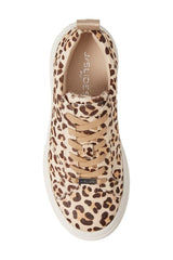 JSlides Women's COURTO Lace-up Round toe Platform Sneaker, NAT LEOPARD PON