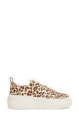 JSlides Women's COURTO Lace-up Round toe Platform Sneaker, NAT LEOPARD PON