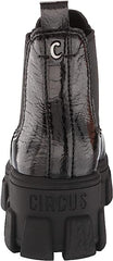 Circus By Sam Edelman Darielle Black Crackled Leather Round Toe Chunky Heel Boot