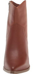 Steve Madden Cate Cognac Leather Block Heel Pointed Toe Pull On Fashion Boots