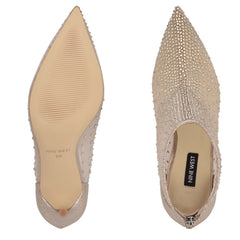 Nine West For Now P2 Nude Mesh Pointed Closed Toe Back Zipper Fashion Boots