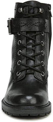 Zodiac Gemma Black Lace Up Block Heel Rounded Toe Buckle Combat Ankle Boots