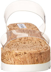 Steve Madden Defuse Clear Cork Open Toe Slip On Wedge Platform Wedge Sandals