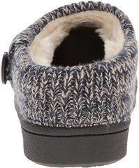 Clarks Navy Knitted Slip On Rounded Toe Furry Collar Spring Clog Mules