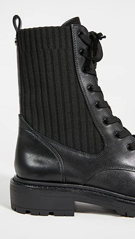 Sam Edelman Lydell Black Block Heel Closed Toe Lace Up Combat Ankle Boots