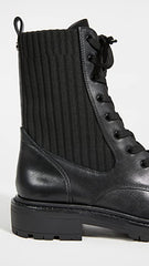 Sam Edelman Lydell Black Block Heel Closed Toe Lace Up Combat Ankle Boots