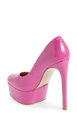 Steve Madden Brenna Magenta Point Close Toe Slip On High Stiletto Platform Pumps