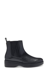 Louise Et Cie Zareb Black Leather Wedge Ankle Pull-on Chelsea Platform Bootie