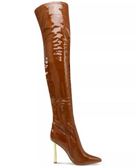 Steve Madden Vivee Cognac Patent Pointed Toe Stiletto Heel Over The Knee Boots