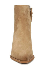 Sam Edelman Wilda Golden Caramel Stacked Block Heeled Pointed Toe Western Boots