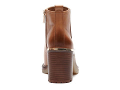 Vince Camuto Gorgan Light Cognac Tan Leather Block Heel Ankle Bootie Boots