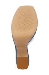 Schutz Haila Bright Blue Slip On Open Toe Block High Heel Platform Sandals