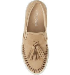 Aztec Sand Nude Leather Loafer White Platform Tassel Fashion Sneaker