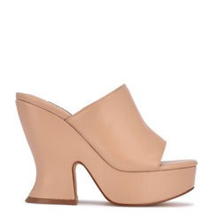 Nine West Flower Warm Blush Slip On Rounded Open Toe Retro Platform Sandals