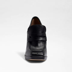 Sam Edelman Jeanette Black Box Leather Squared Toe Slip On High Platform Loafers