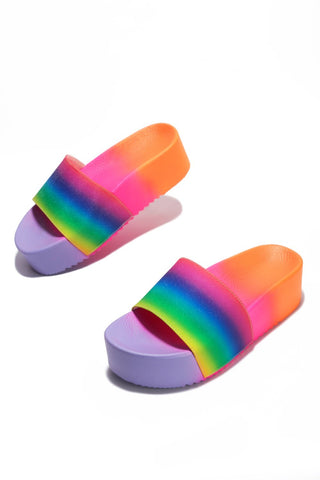 CAPE ROBBIN BUENA SO JELLY SLIP ON SLIDE MULE PLATFORM OPEN TOE SANDALS MULTI