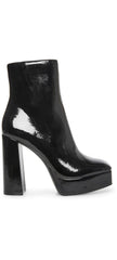 Steve Madden Luisina Black Patent Squared Toe Block Heel Pull On Ankle Boots