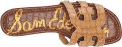 Sam Edelman Bay Buff Tan Slide Mule Open-Toe Slip-On Leather Flats Wide Sandals