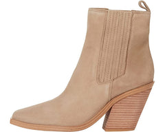 Vince Camuto Ackella Truffle Taupe Pull On Squared Close Toe Block Heeled Boot