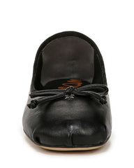 Sam Edelman Zooey Black Leather Bow Detailed Rounded Toe Slip On Ballet Flats
